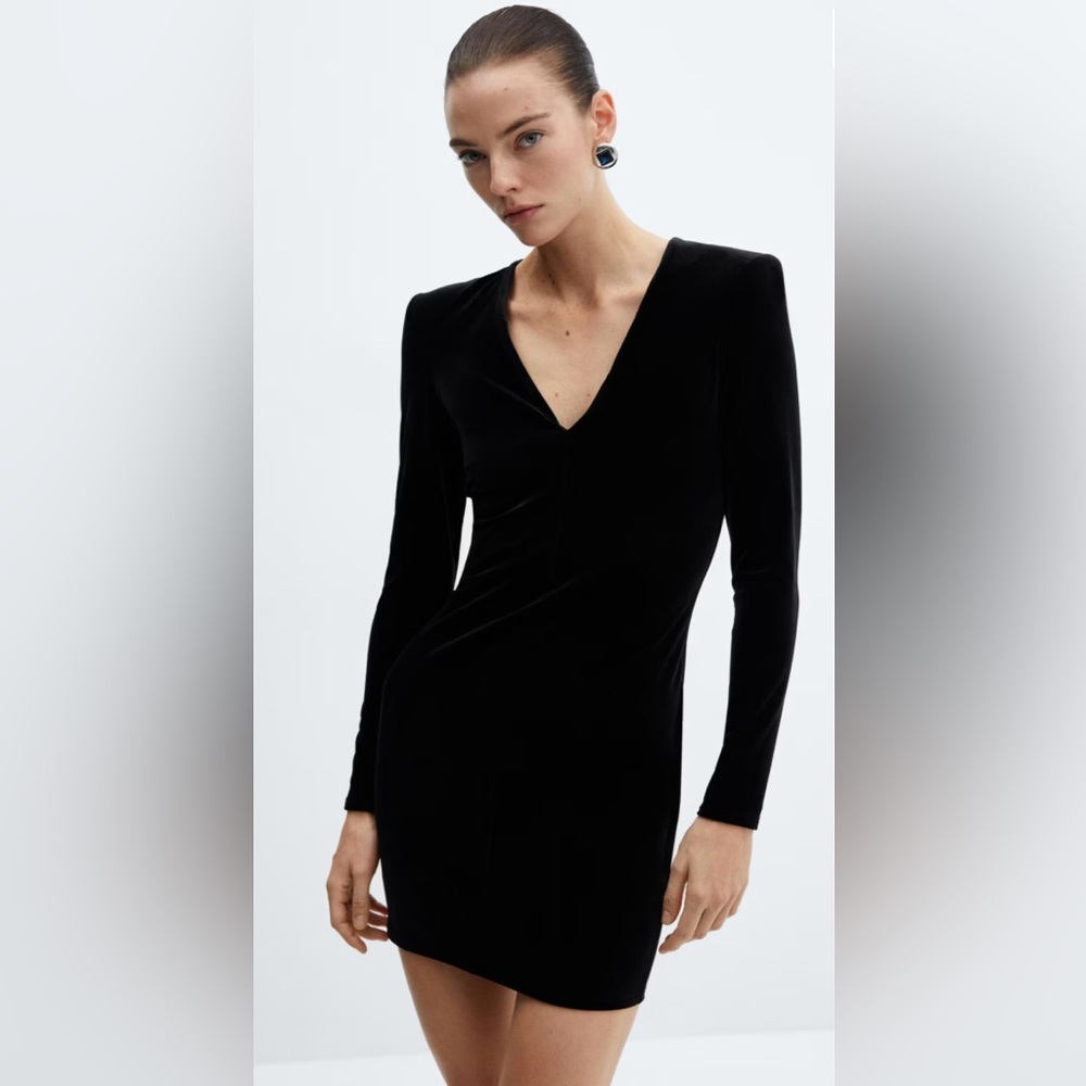 Mango Elegant Black Velvet Dress